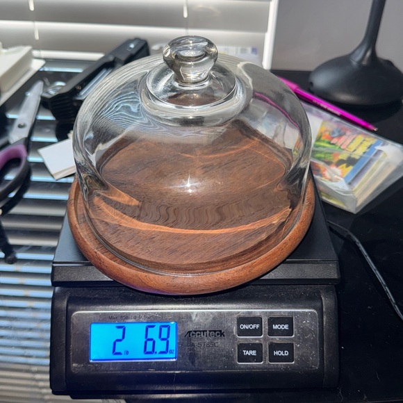 Vintage Goodwood Teak & Glass Dome Plate Server Tray - Picture 11 of 11